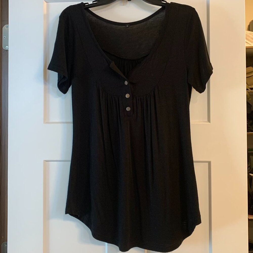 Black Tunic Top, Size S